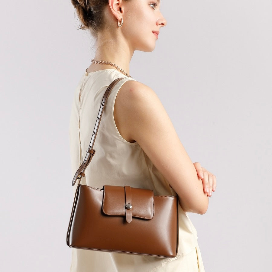 Commuter Elegant Versatile Handheld Shoulder Leather Bag