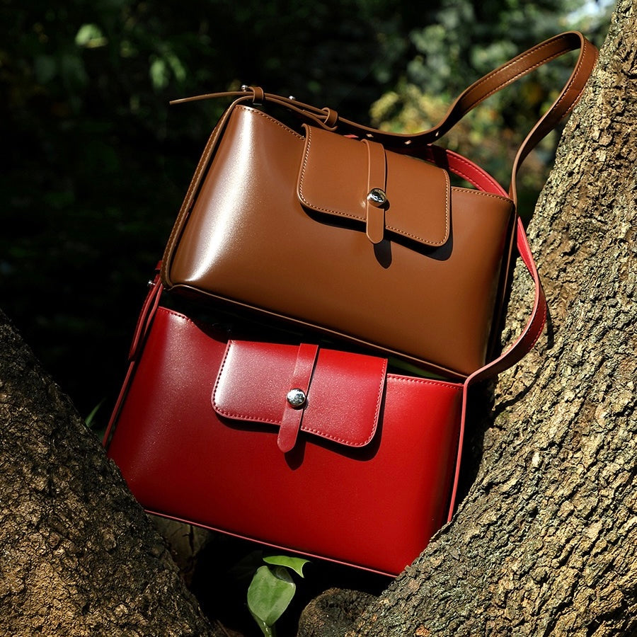 Commuter Elegant Versatile Handheld Shoulder Leather Bag