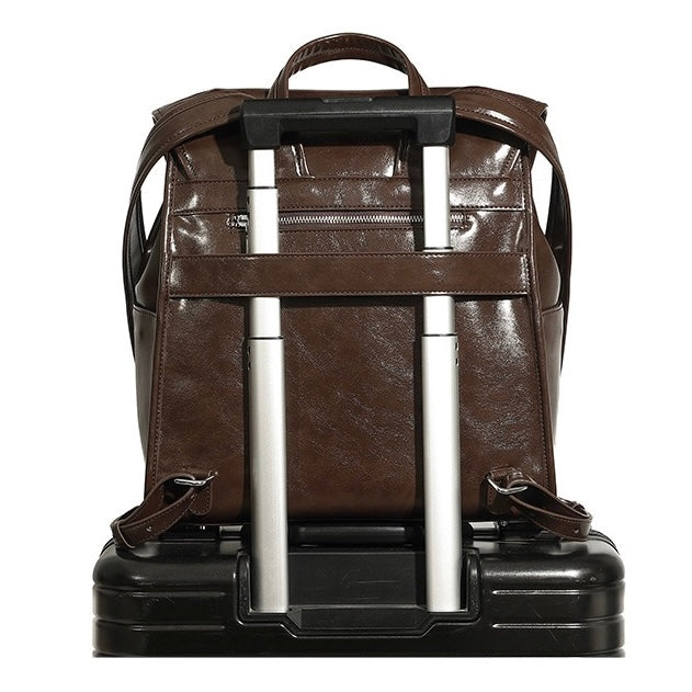 Genuine Leather Unisex Bronze-Era Casual Backpack
