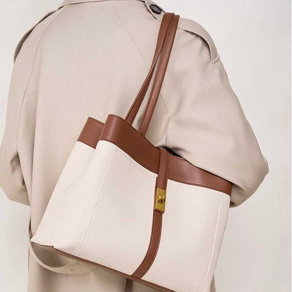 Women's Genuine Leather Dune & Saddle Tote Bag