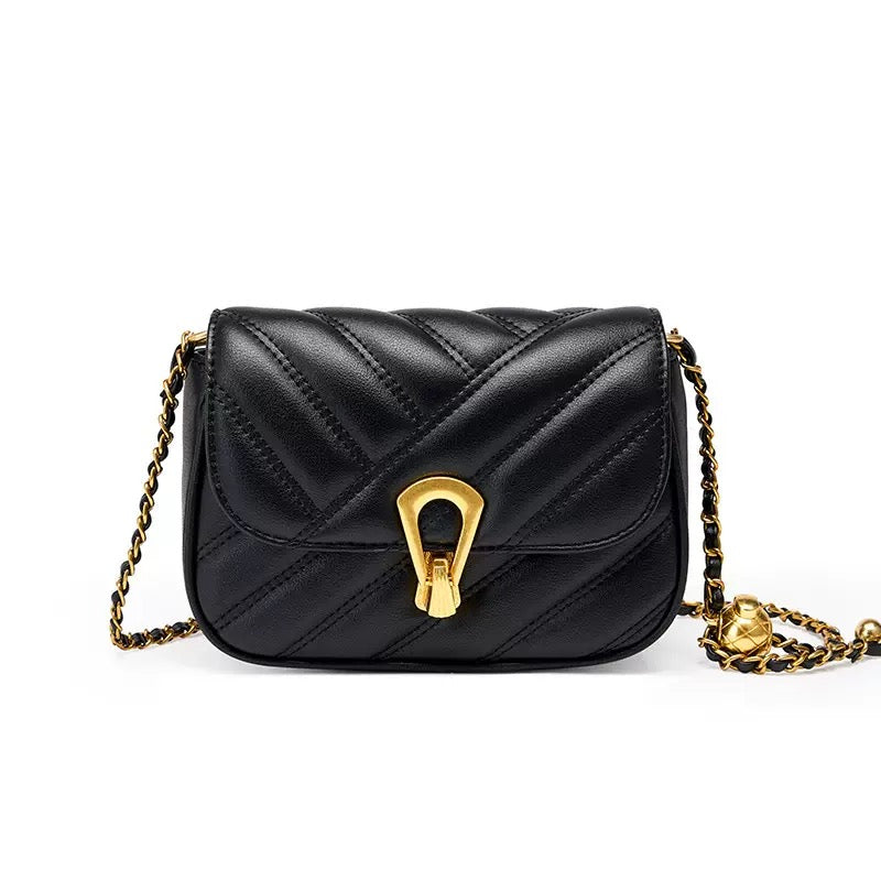 Women’s Genuine Leather Mini Chain Shoulder Bag – 2025 Summer Luxe Edition