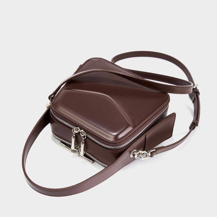 Women's Trapezoidal Ear Genuine Leather Handheld Shoulder Bag