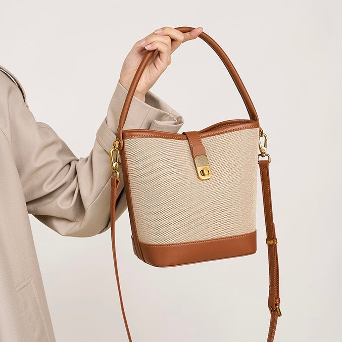 Niche Commuter Color Block Woven Shoulder Bag