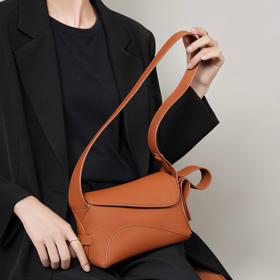 Women's Luxe Grained Leather Asymmetric Crossbody Bag