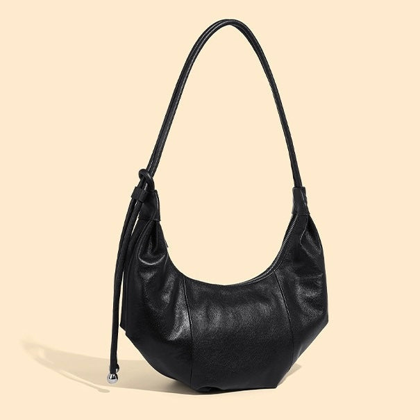 Women's Genuine Leather Half-Moon Dumpling Handbag