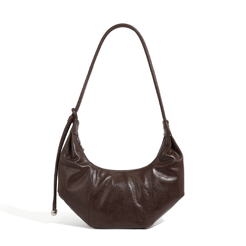 Women's Genuine Leather Half-Moon Dumpling Handbag