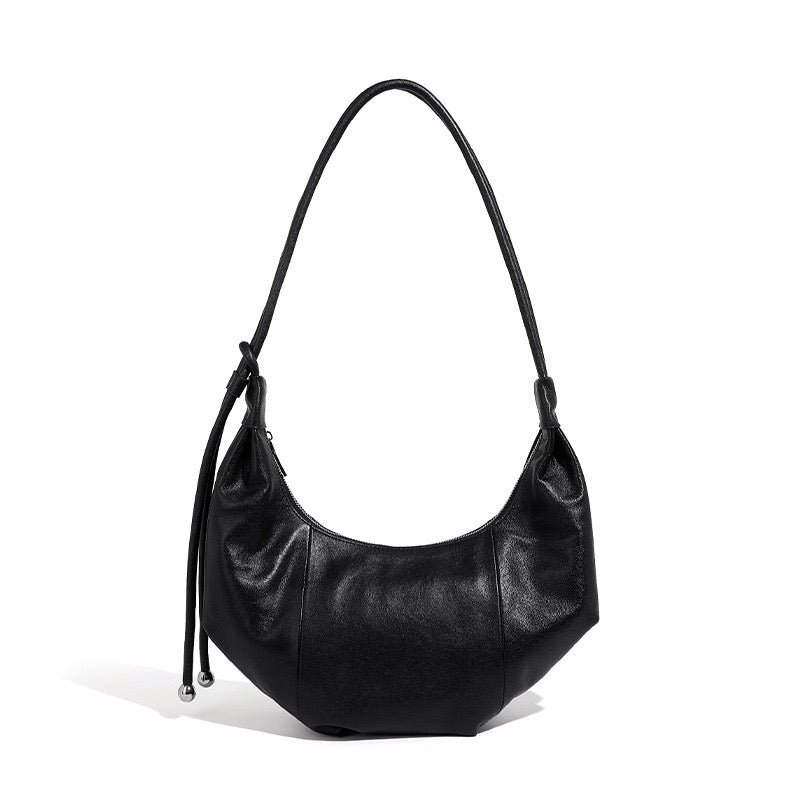 Women's Genuine Leather Half-Moon Dumpling Handbag
