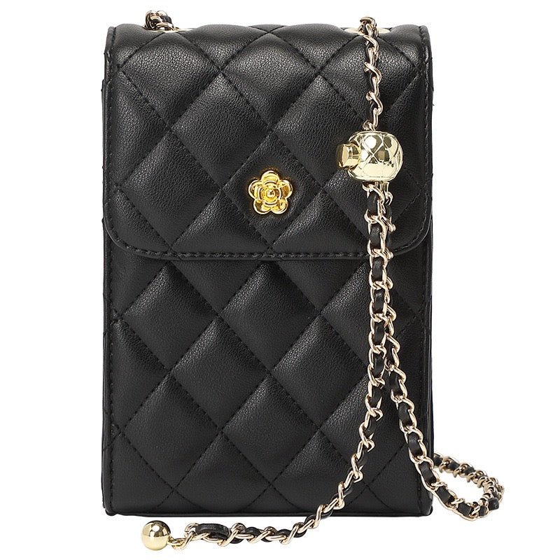 Women's Genuine Leather Chain Mini Crossbody Phone Bag with Chic Style