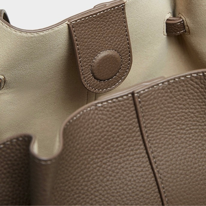 Duo-Set Textured Leather Tote with Pouch