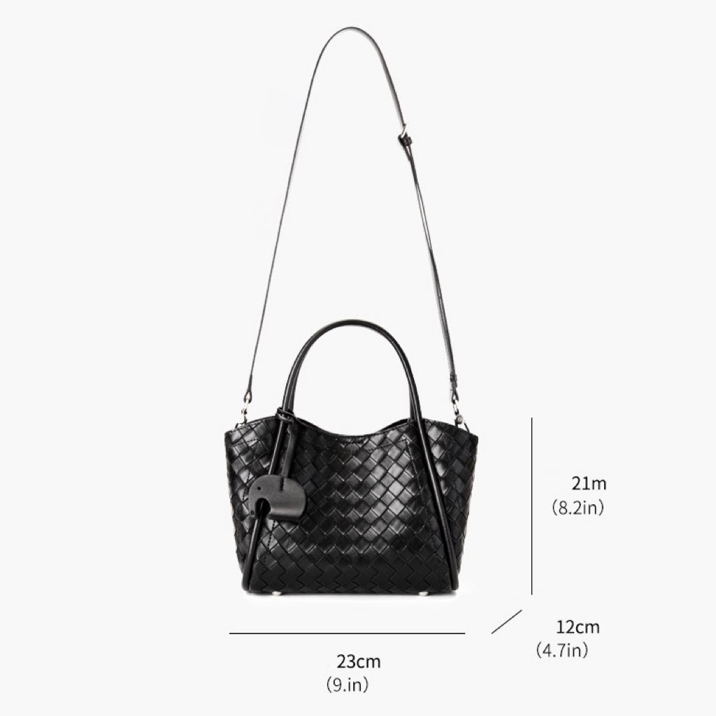 Premium Leather Woven Large Capacity Versatile Tote Crossbody Basket Bag