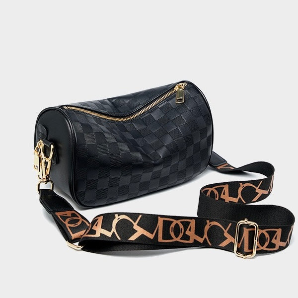 Elegant Women's Genuine Leather Checkered Crossbody Bag