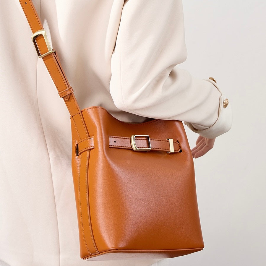 Women's Genuine Leather Vintage Shoulder Bucket Bag