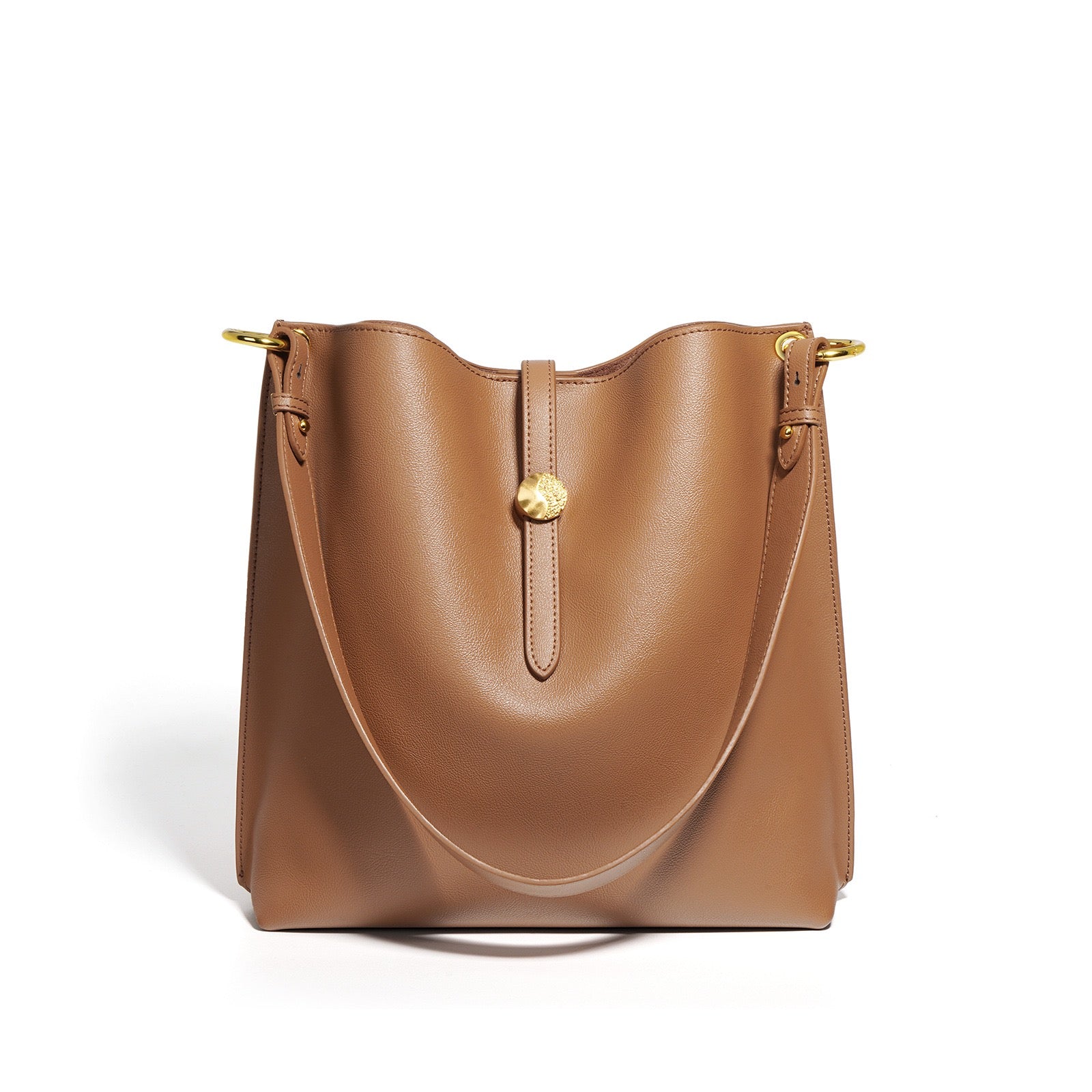 Women’s Genuine Leather Commuter Bucket Tote Bag