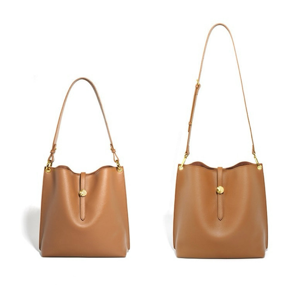 Women’s Genuine Leather Commuter Bucket Tote Bag