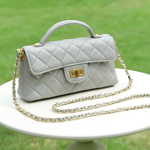 Women’s Genuine Leather Quilted Chain Shoulder Crossbody Bag