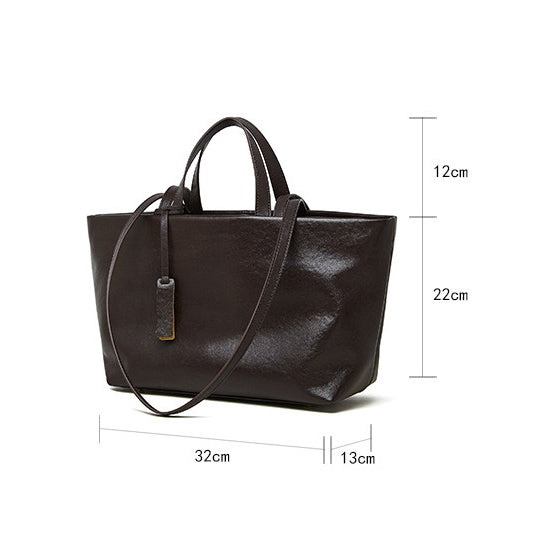Women's Genuine Leather Vintage Soft Large-Capacity Crossbody Tote Bag