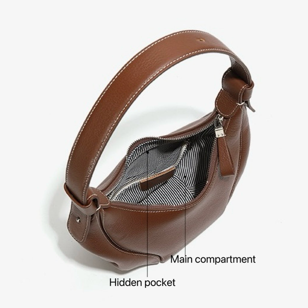 Women's Genuine Leather Niche Crescent Vintage Shoulder Crossbody Bag