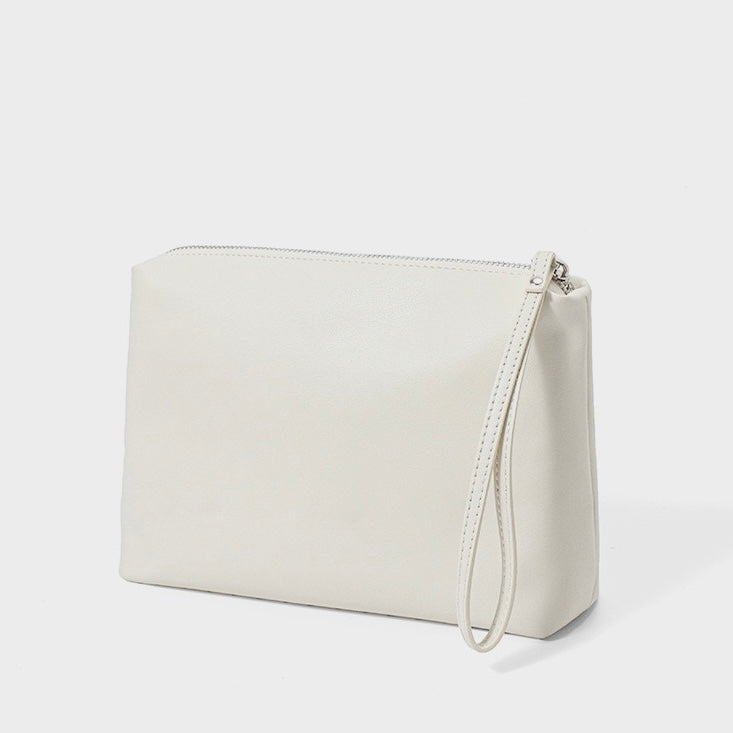 Genuine Leather Perforated Tote Bag with Detachable Pouch