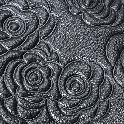 Genuine Leather Rose Embossed Tote Bag With Detachable Strap
