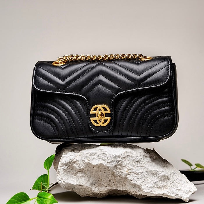 Women's Genuine Leather Love Diamond Chain Crossbody Bag