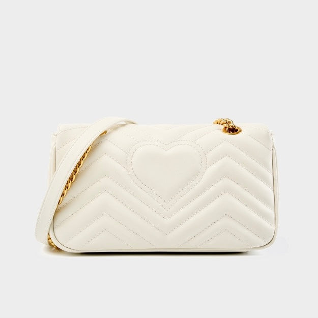 Women's Genuine Leather Love Diamond Chain Crossbody Bag