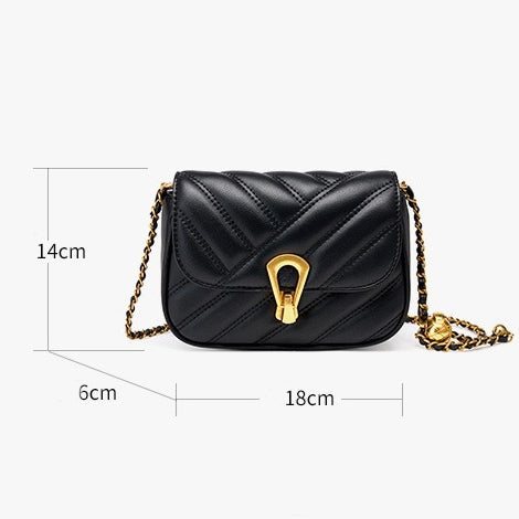 Women’s Genuine Leather Mini Chain Shoulder Bag – 2025 Summer Luxe Edition