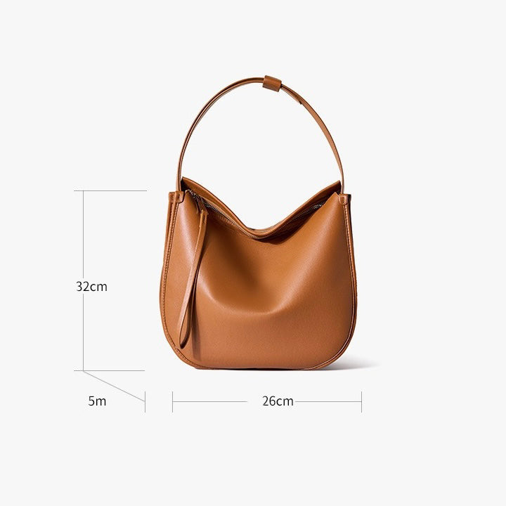 Women’s Genuine Leather Soft Tote Bag in Lazy Chic Style with Large Capacity