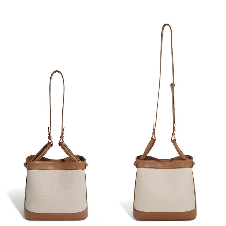 Women's Premium Genuine Leather Crossbody Handheld Commuting Bucket Bag