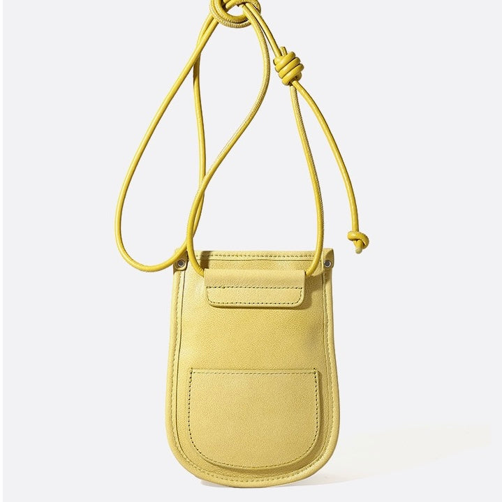 Women's Genuine Leather Drawstring Crossbody Phone Mini Bag