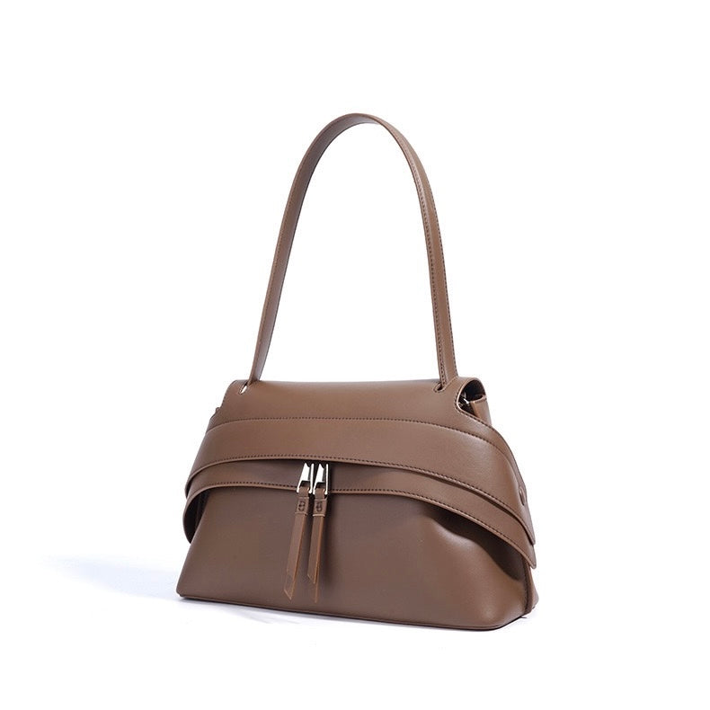 Women's Genuine Cowhide Minimalist Handheld Saddle Bag