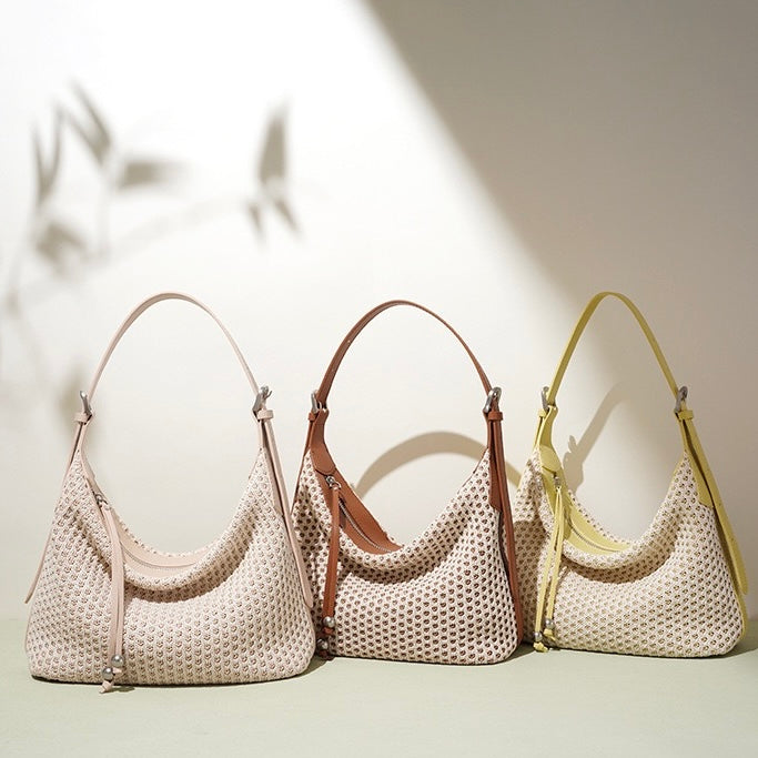 Braided Retro Straw Woven Versatile Large Capacity Dumpling Shoulder Bag