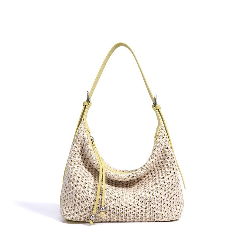 Braided Retro Straw Woven Versatile Large Capacity Dumpling Shoulder Bag