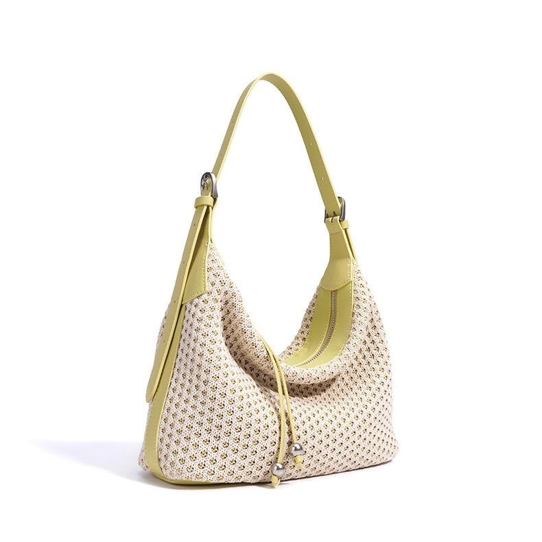 Braided Retro Straw Woven Versatile Large Capacity Dumpling Shoulder Bag