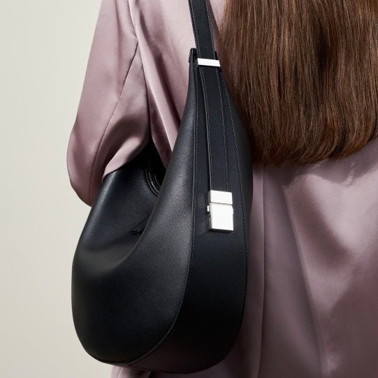 Minimalist Design Genuine Leather Crescent Underarm Shoulder Handbag