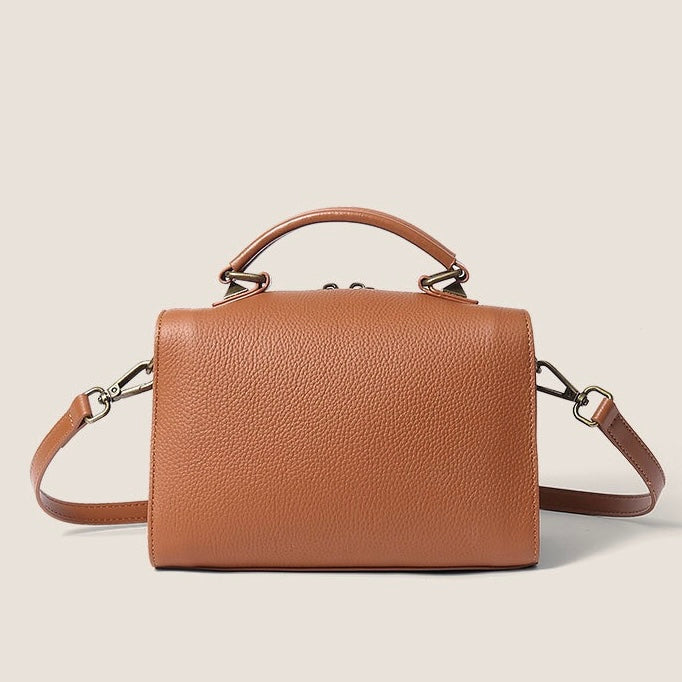 Vintage Textured Leather Satchel Crossbody Bag