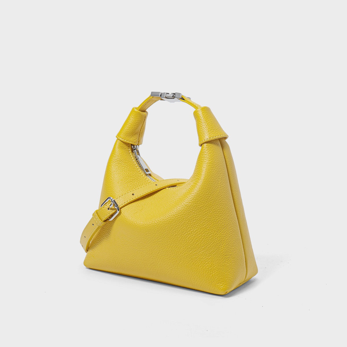 Minimalist Textured Leather Crescent Hobo Bag