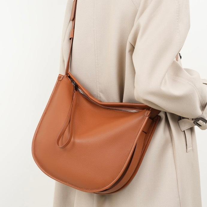 Women’s Genuine Leather Soft Tote Bag in Lazy Chic Style with Large Capacity