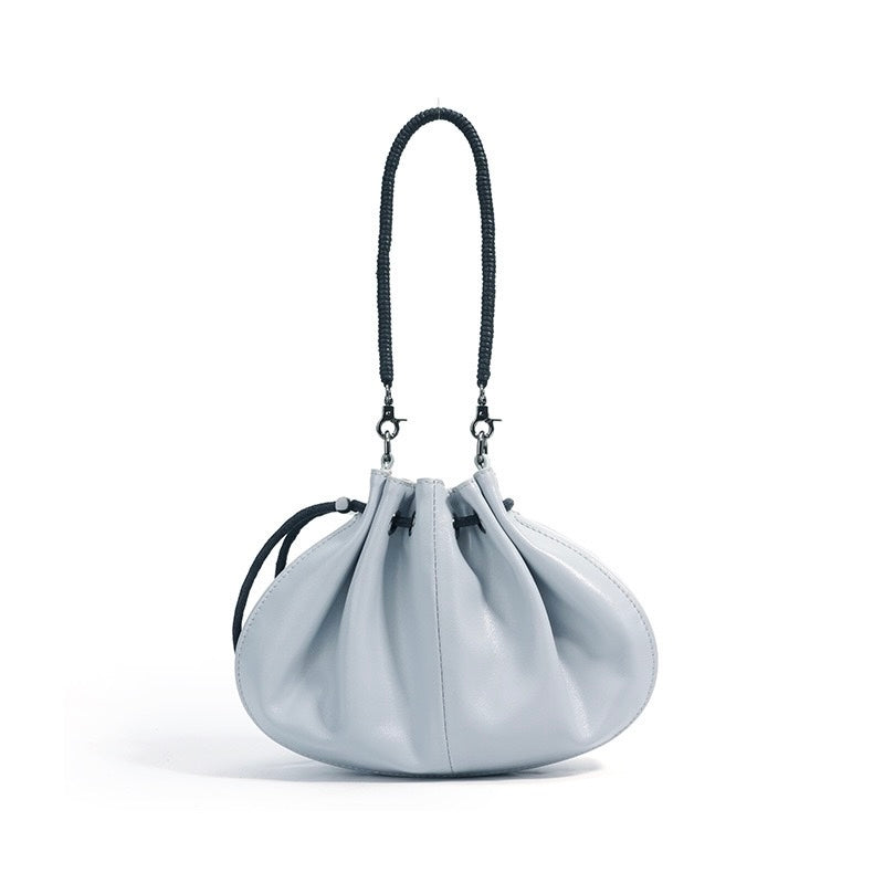 Women's Sheepskin Drawstring Small Handbag Crossbody Bag