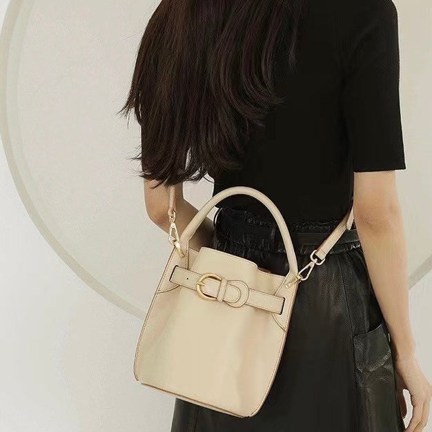 Stylish Exquisite Women's Genuine Leather Mini Bucket Crossbody Handbag