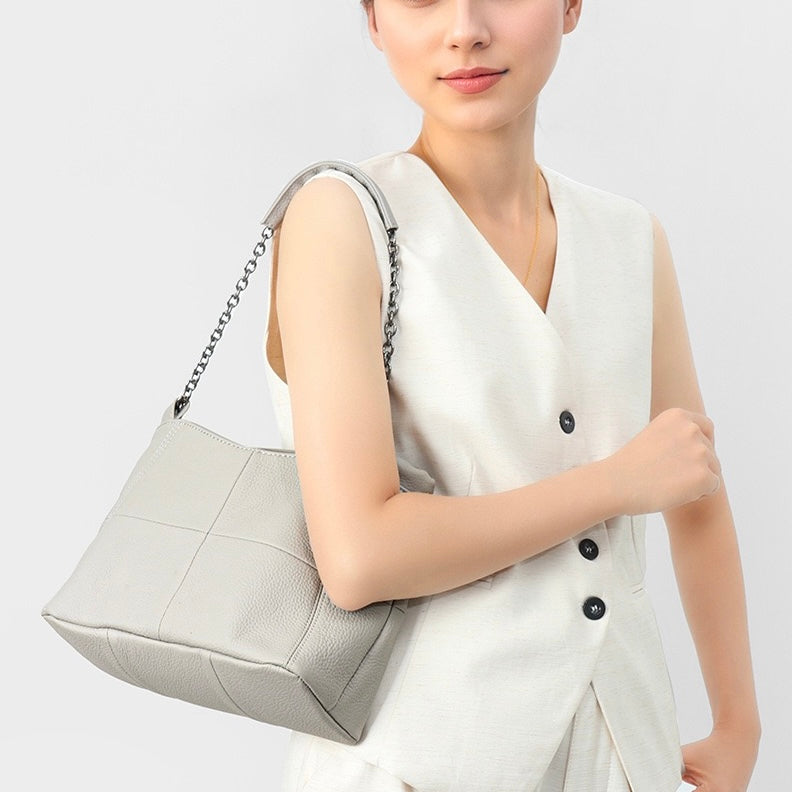 Luxury Chain Genuine Leather Handheld & Single-Shoulder Tote