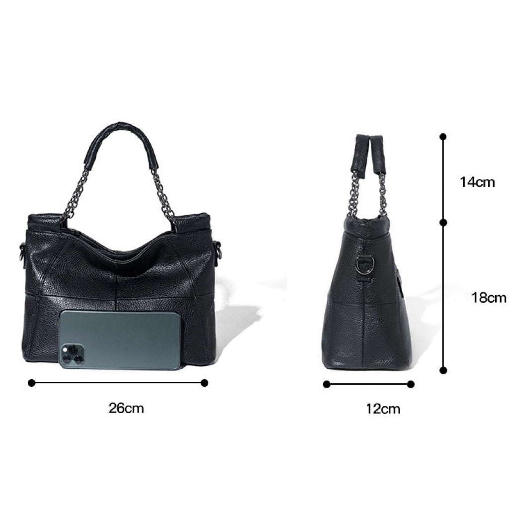 Luxury Chain Genuine Leather Handheld & Single-Shoulder Tote