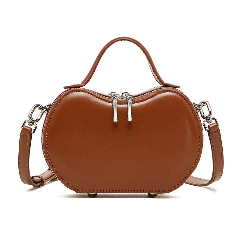 Women's Genuine Leather Unique Apple-Shaped Handbag