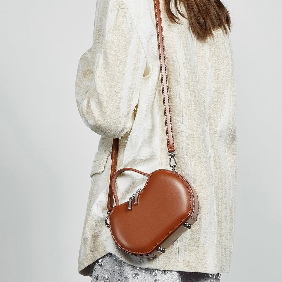 Women's Genuine Leather Unique Apple-Shaped Handbag