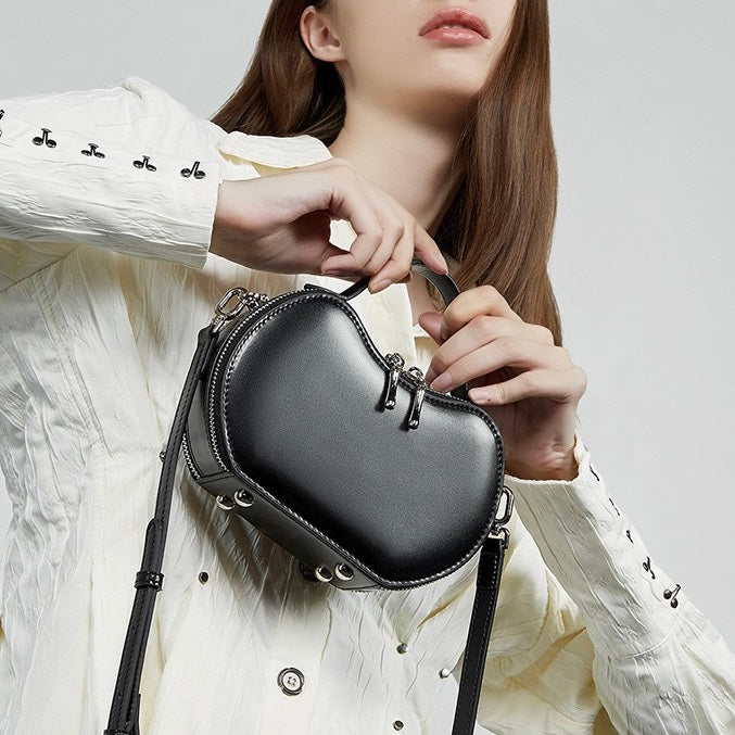 Women's Genuine Leather Unique Apple-Shaped Handbag