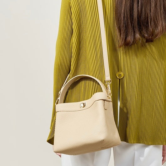 Women’s Genuine Leather Minimalist Bucket Bag