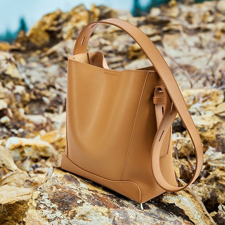 Women’s Genuine Leather Crossbody & Shoulder Oversized Bucket Bag