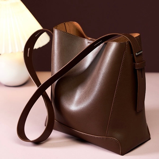 Women’s Genuine Leather Crossbody & Shoulder Oversized Bucket Bag