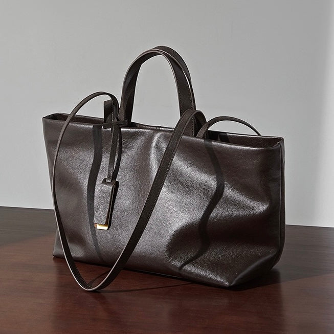 Women's Genuine Leather Vintage Soft Large-Capacity Crossbody Tote Bag