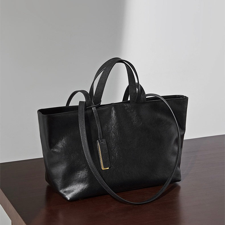 Women's Genuine Leather Vintage Soft Large-Capacity Crossbody Tote Bag