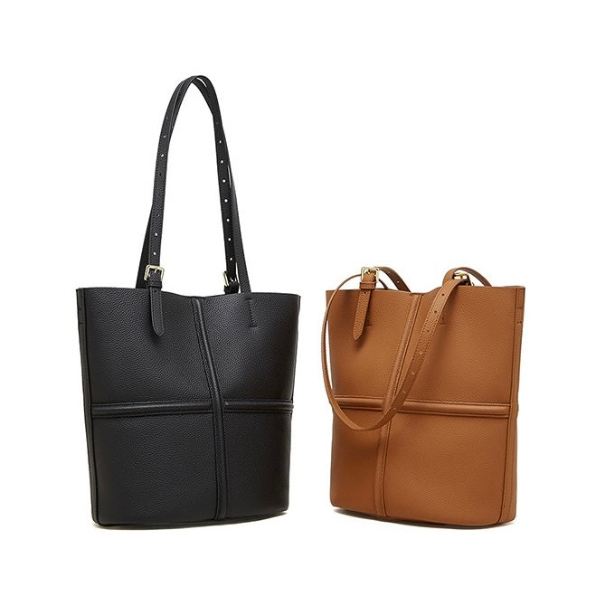 Women’s Luxury Genuine Leather Commuter Tote Bag with Inner Pouch